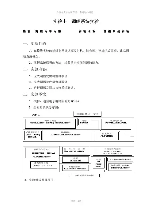 高频电子电路实验报告