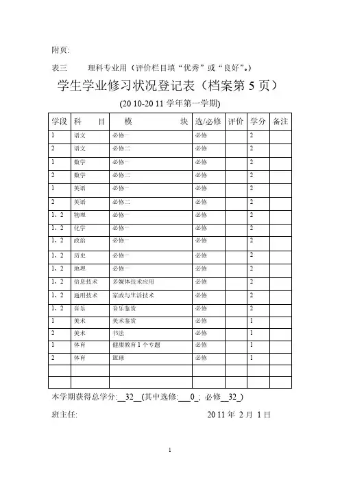 广东高中档案填写模板-推荐下载