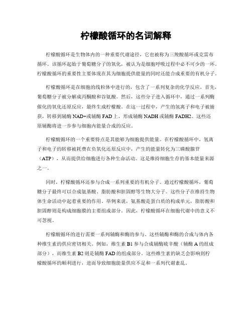 柠檬酸循环的名词解释