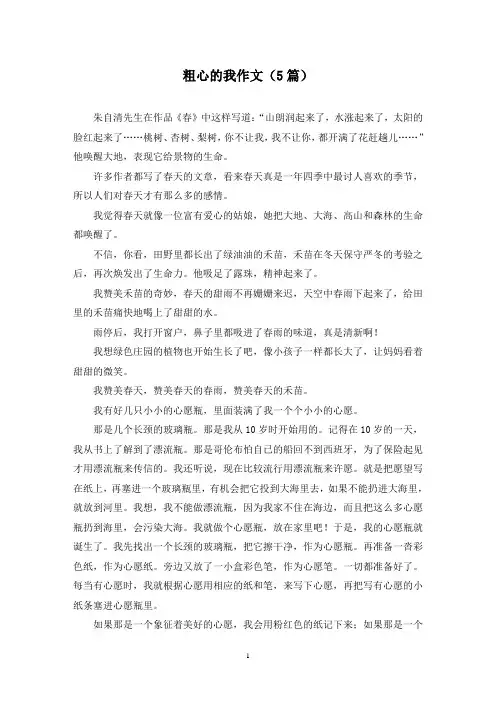 粗心的我作文(5篇)