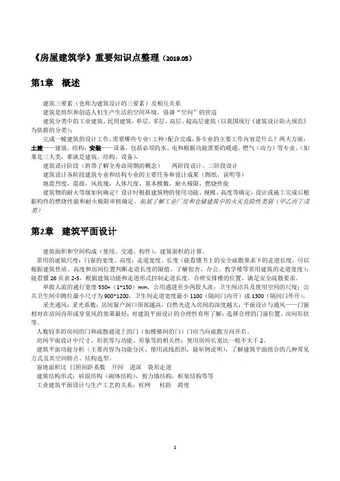 房屋建筑学重要知识点整理(201905)