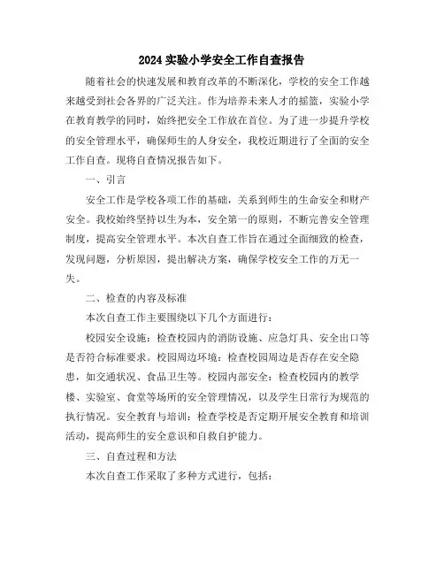 2024实验小学安全工作自查报告