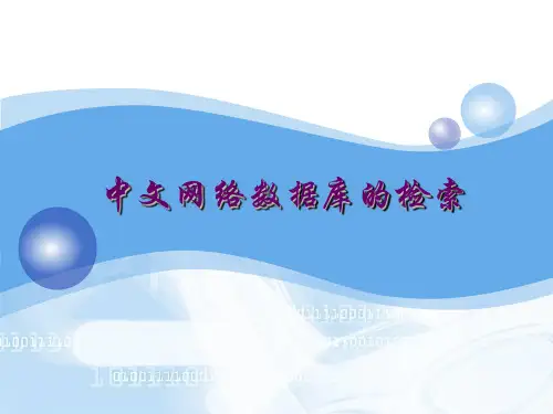 第五讲 中文网络数据库的检索