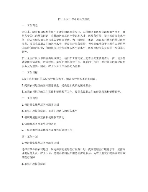 护士下乡工作计划范文模板