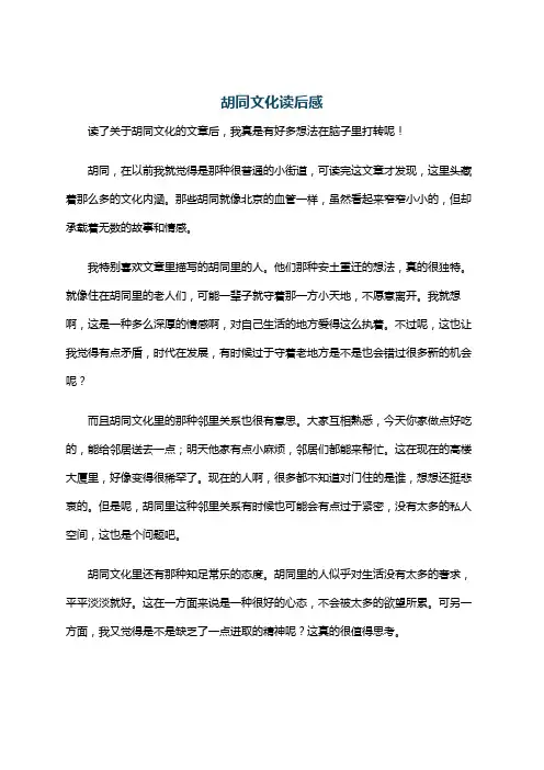 胡同文化读后感