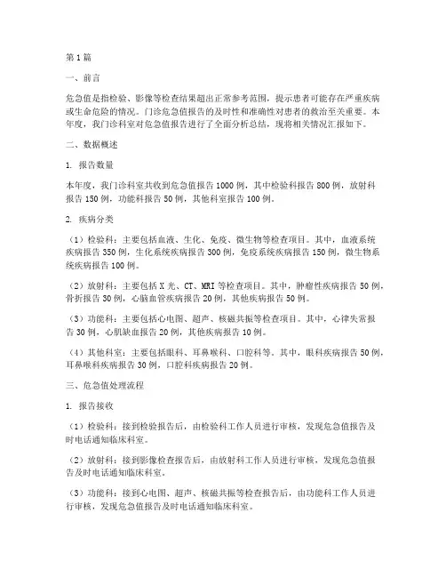 门诊危急值年度总结(3篇)