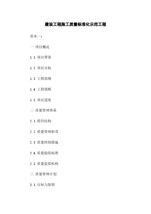 建设工程施工质量标准化示范工程