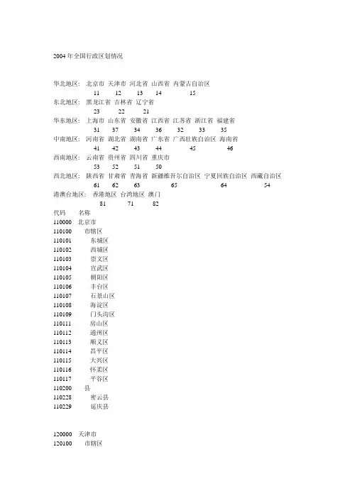 (行政管理)全国行政区划详细完整版