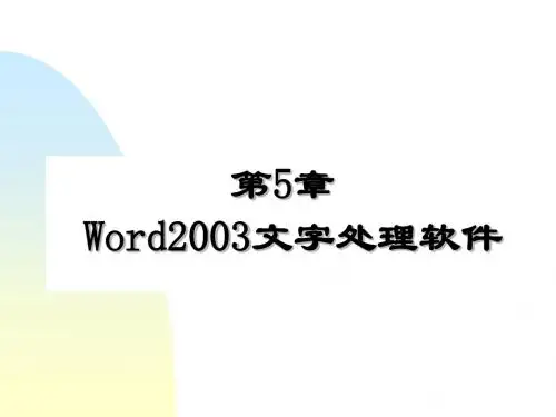 Word2003文字处理软件