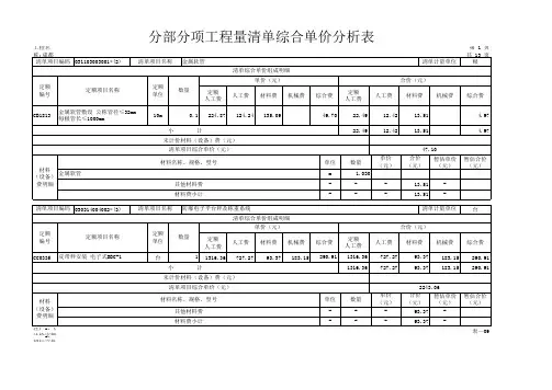 分部分项工程量清单综合单价分析表