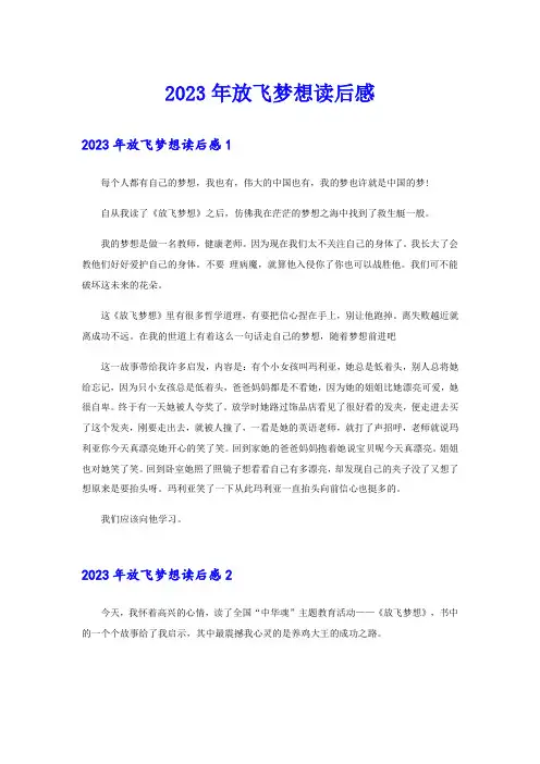 2023年放飞梦想读后感