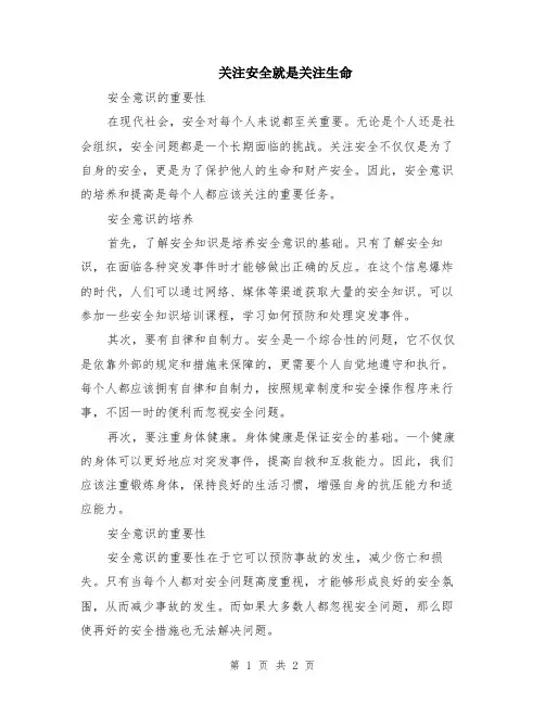 关注安全就是关注生命