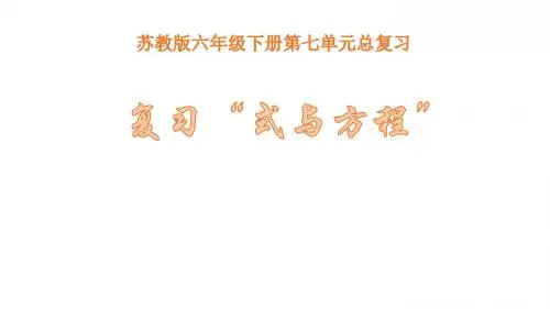 六年级下册数学教学课件-7.1 总复习《式与方程》苏教版(共21张PPT)