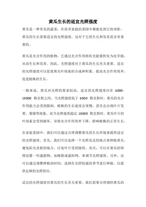 黄瓜生长的适宜光照强度