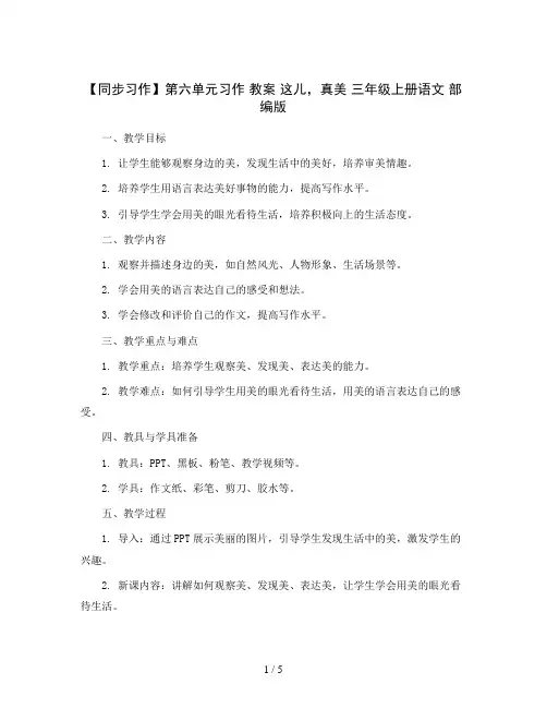 【同步习作】第六单元习作教案这儿,真美三年级上册语文部编版