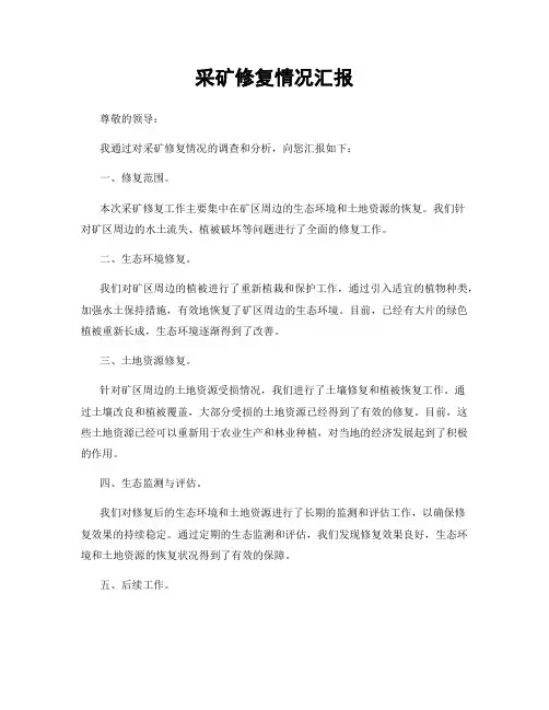 采矿修复情况汇报