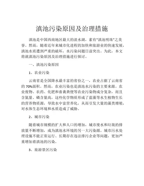 滇池污染原因及治理措施