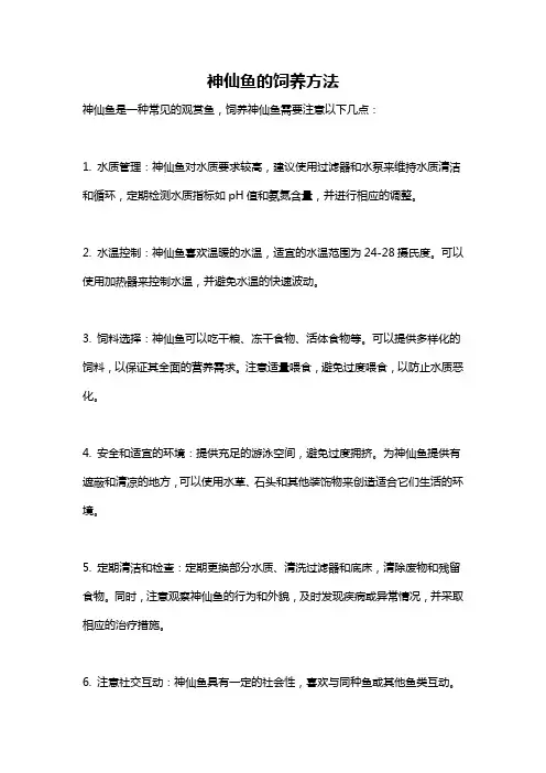 神仙鱼的饲养方法