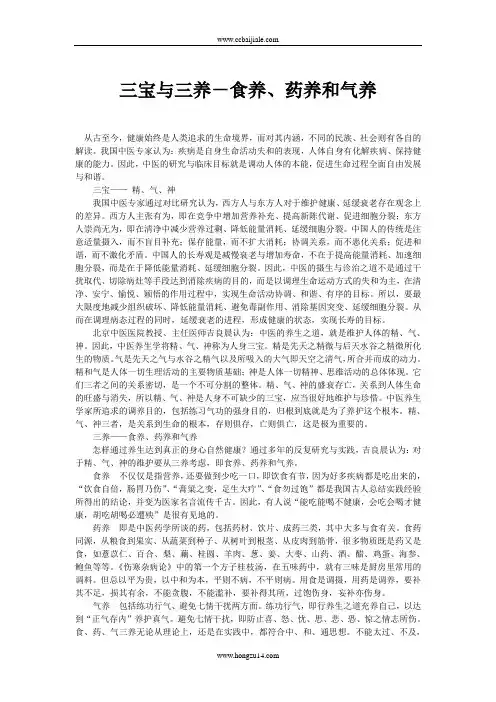 三宝与三养-食养、药养和气养