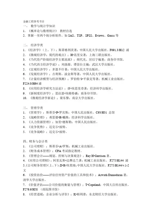 金融工程参考书目