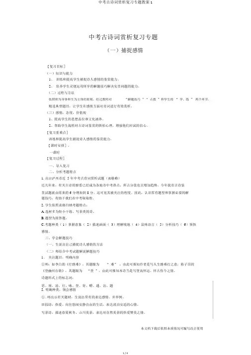 中考古诗词赏析复习专题教案1