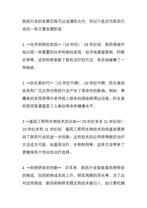 医药行业的发展历程