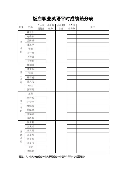 平时成绩表