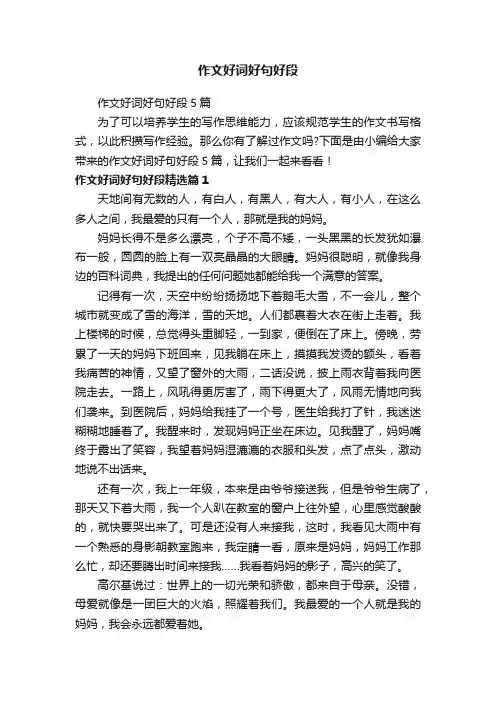 作文好词好句好段5篇