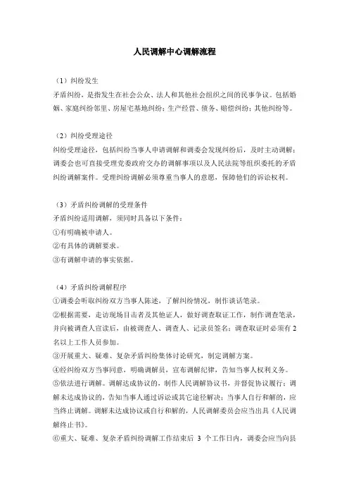 人民调解中心调解流程