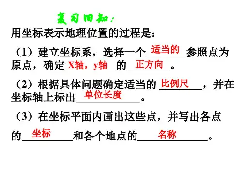 用坐标表示地理位置的过程是(1)建立坐标系,选择一个参照点.