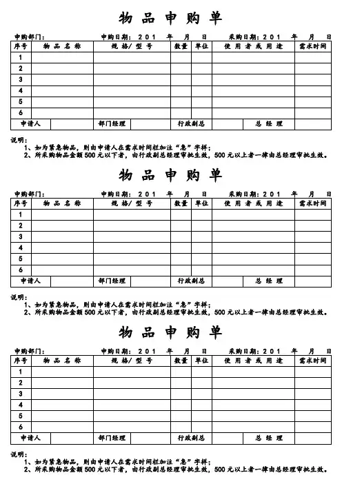 物品申购单