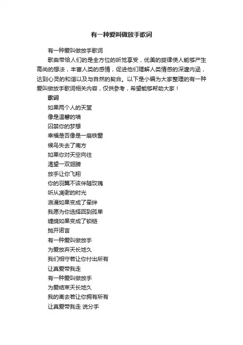 有一种爱叫做放手歌词