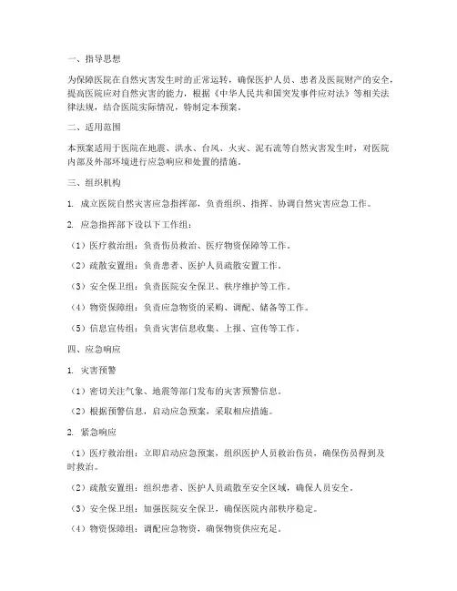 医院自然灾害各项应急预案