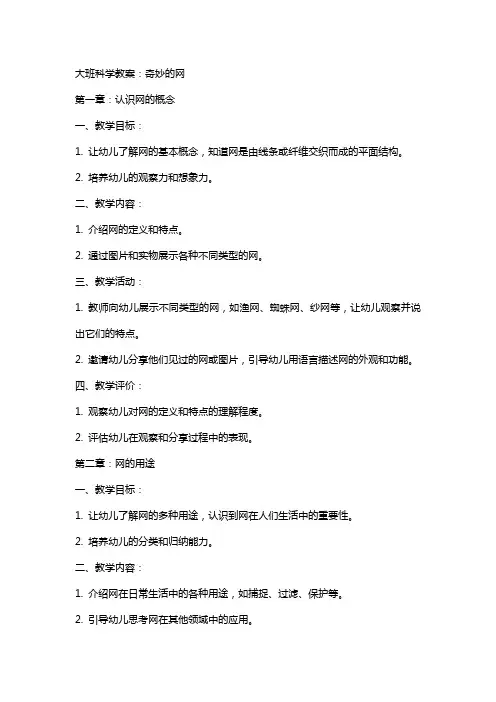 大班科学教案：奇妙的网