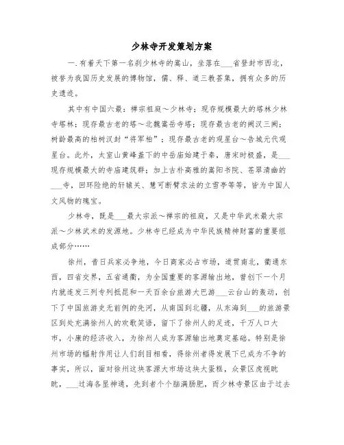 少林寺开发策划方案（3篇）