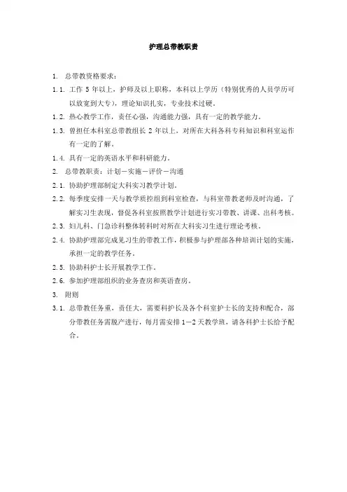 护理总带教职责