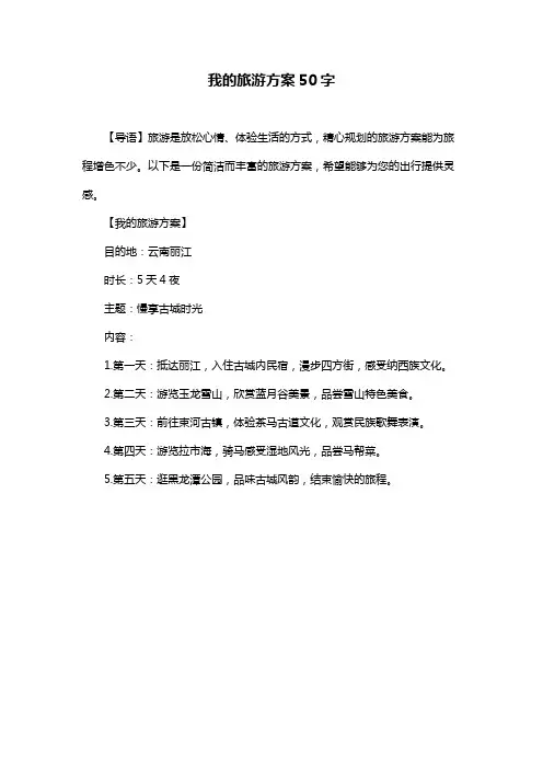 我的旅游方案50字
