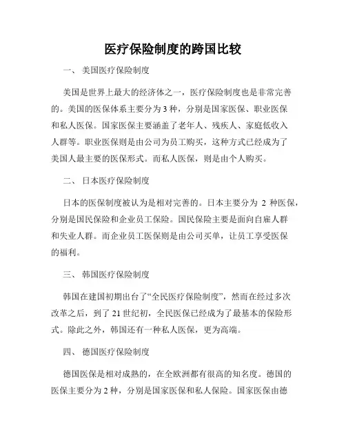 医疗保险制度的跨国比较