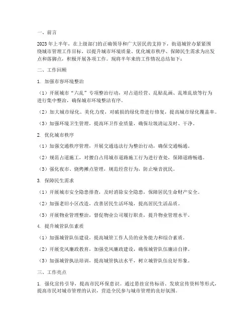 街道城管办半年工作总结