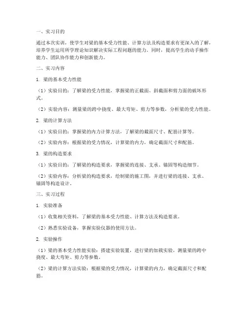 结构设计梁的实训报告