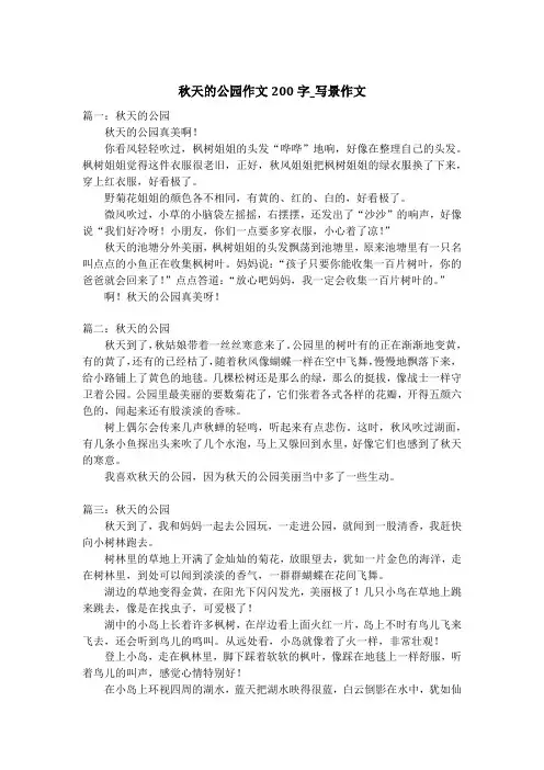 秋天的公园作文200字_写景作文
