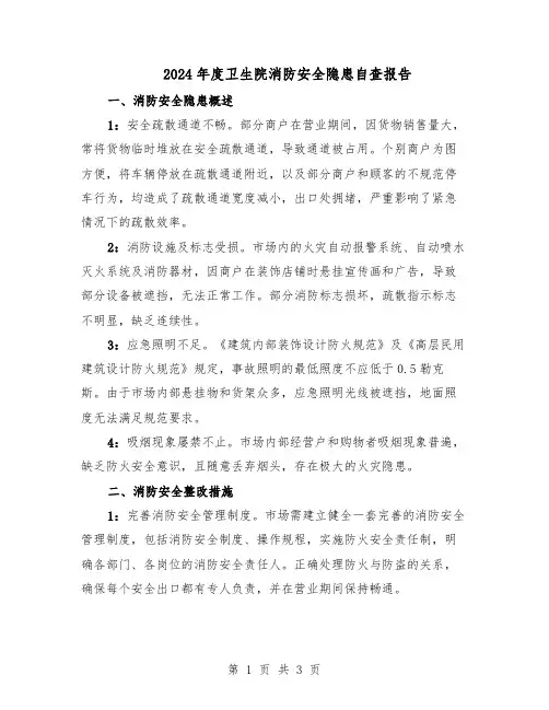 2024年度卫生院消防安全隐患自查报告(二篇)