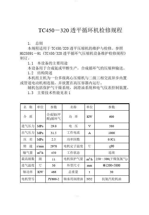 AS氨压缩机检修规程