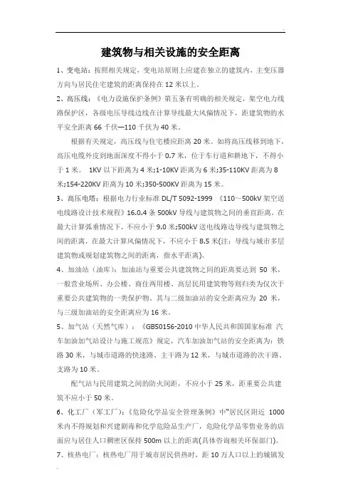 建筑物与设施安全距离