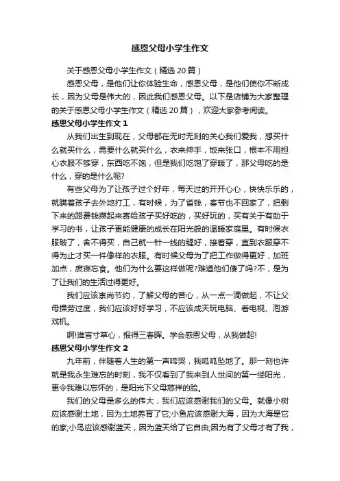 感恩父母小学生作文