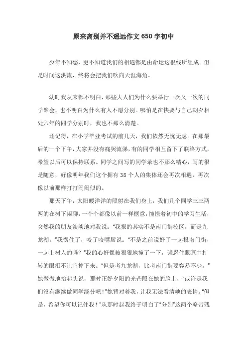 原来离别并不遥远作文650字初中