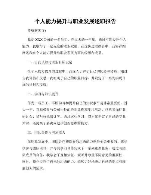 个人能力提升与职业发展述职报告