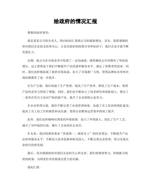 给政府的情况汇报