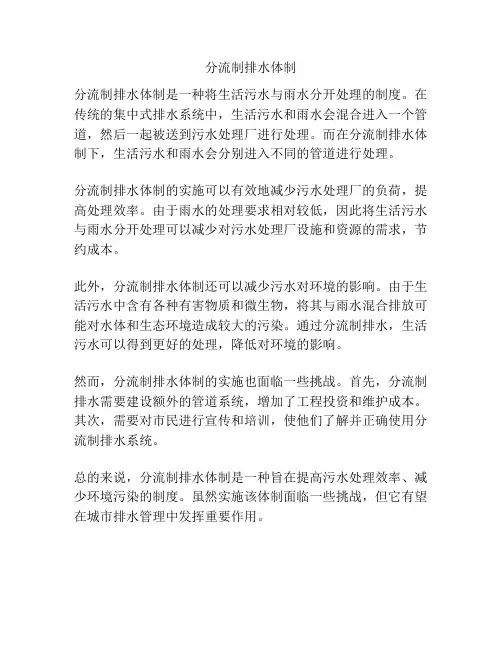 分流制排水体制