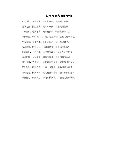 辰字寓意很好的诗句